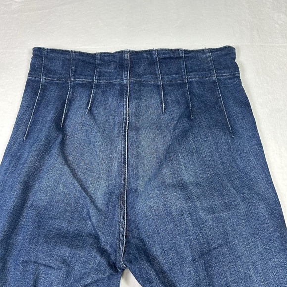 We The Free Women’s Jeans Size 31 Blue Denim Flare High Rise Patch Pockets - Picture 4 of 10